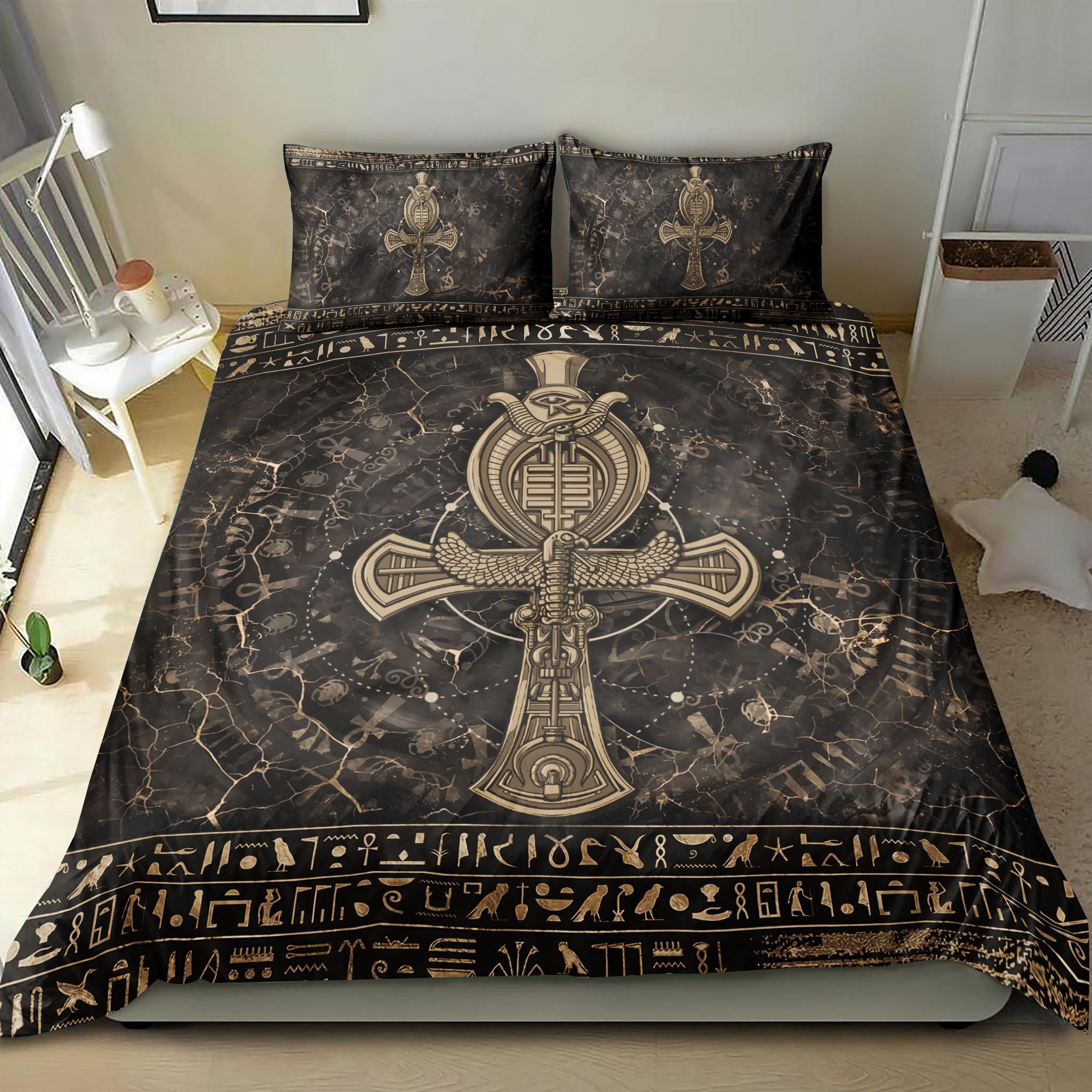 Ankh And Eye Of Horus Egyptian T Bedding Set