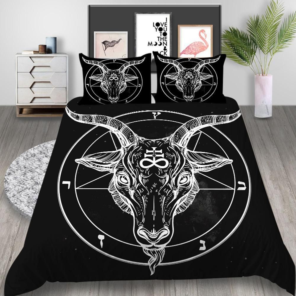 Antelope With Horn Black White Printed Bedding Set