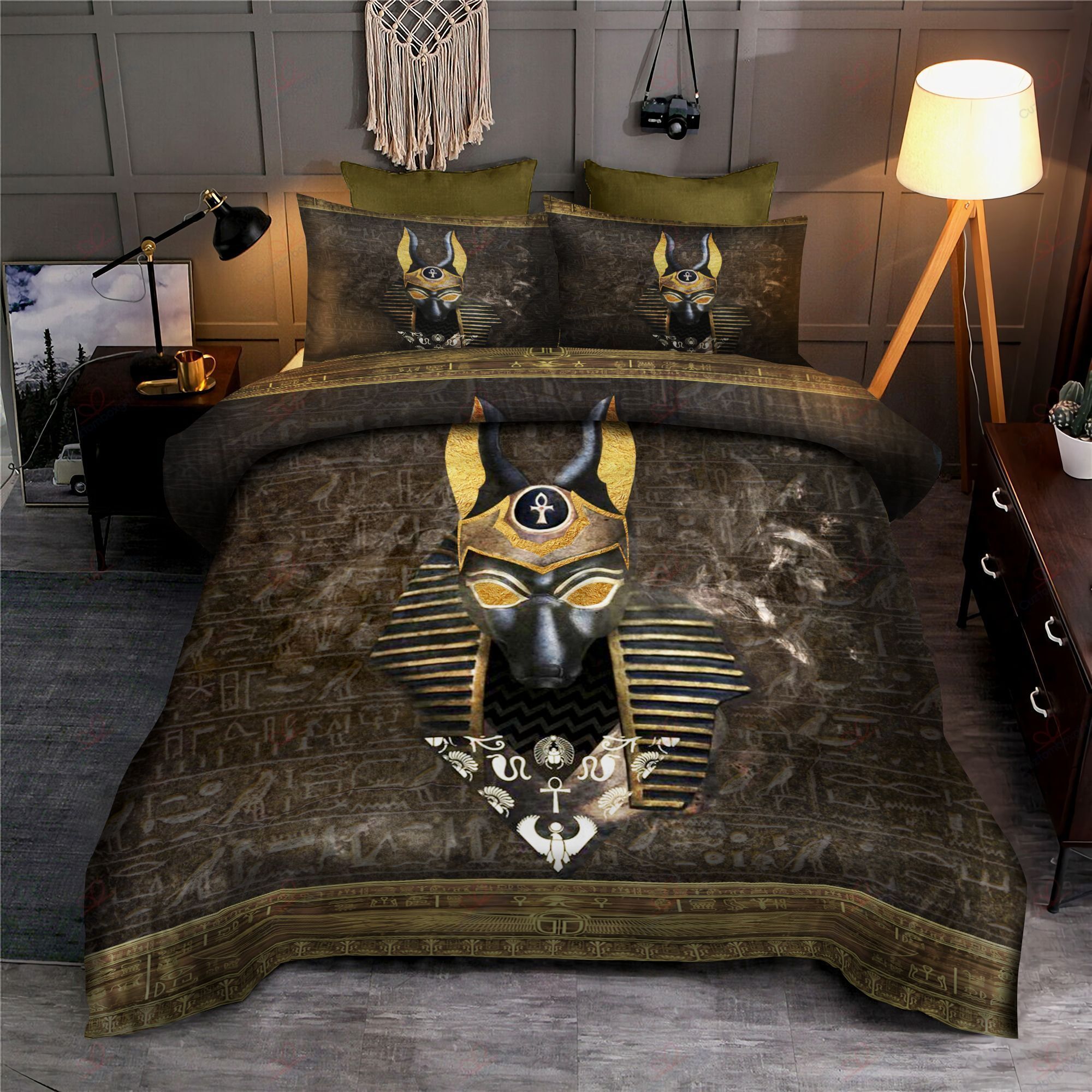 Anubis Egypt Magical Printed Bedding Set