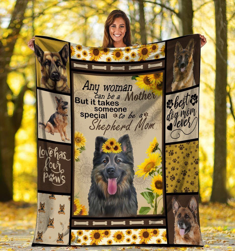 Any Woman Can Be A Mother German Shepherd Dog Sunflower Fleece Blanket
