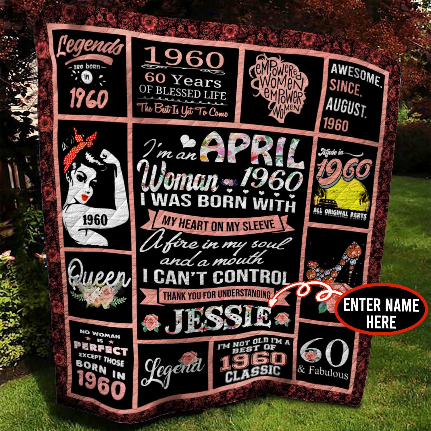 April 1960 Personalized Quilt Blanket BBB010601NB