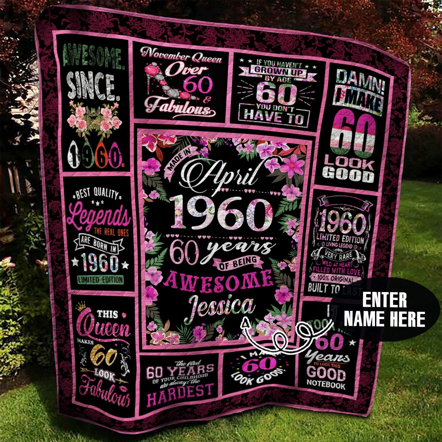 April 1960 Personalized Quilt Blanket BBB010616MH