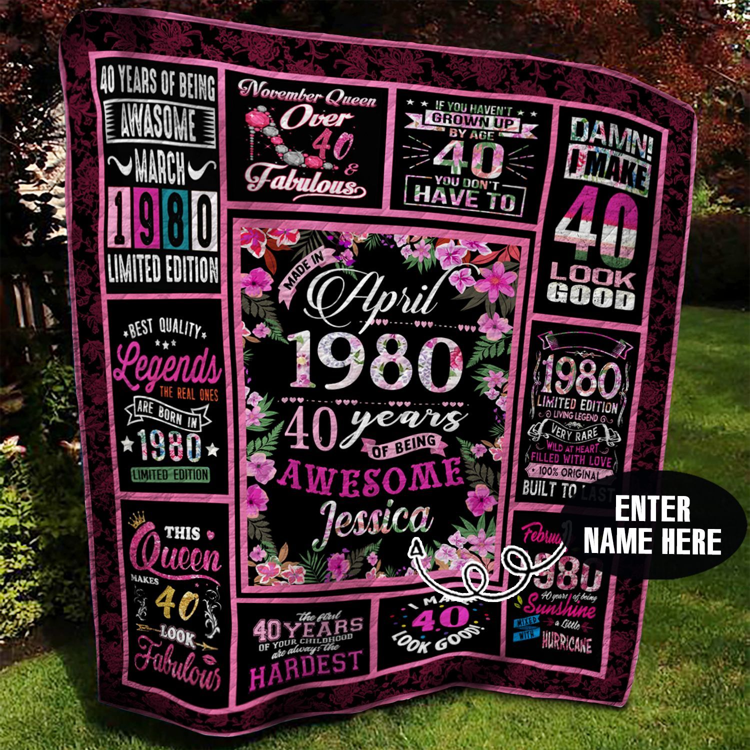 April 1980 Personalized Quilt Blanket BBB010617MH