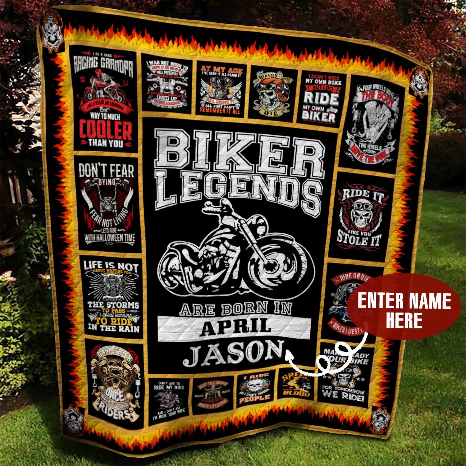April Biker Personalized Quilt Blanket BBB290570SM