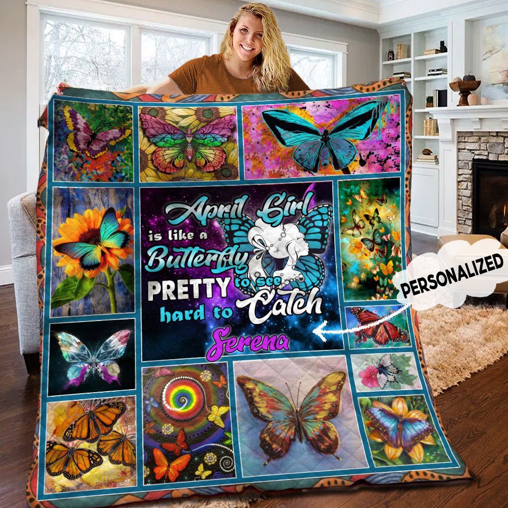 April Butterfly Personalized Quilt Blanket HHH300533TN