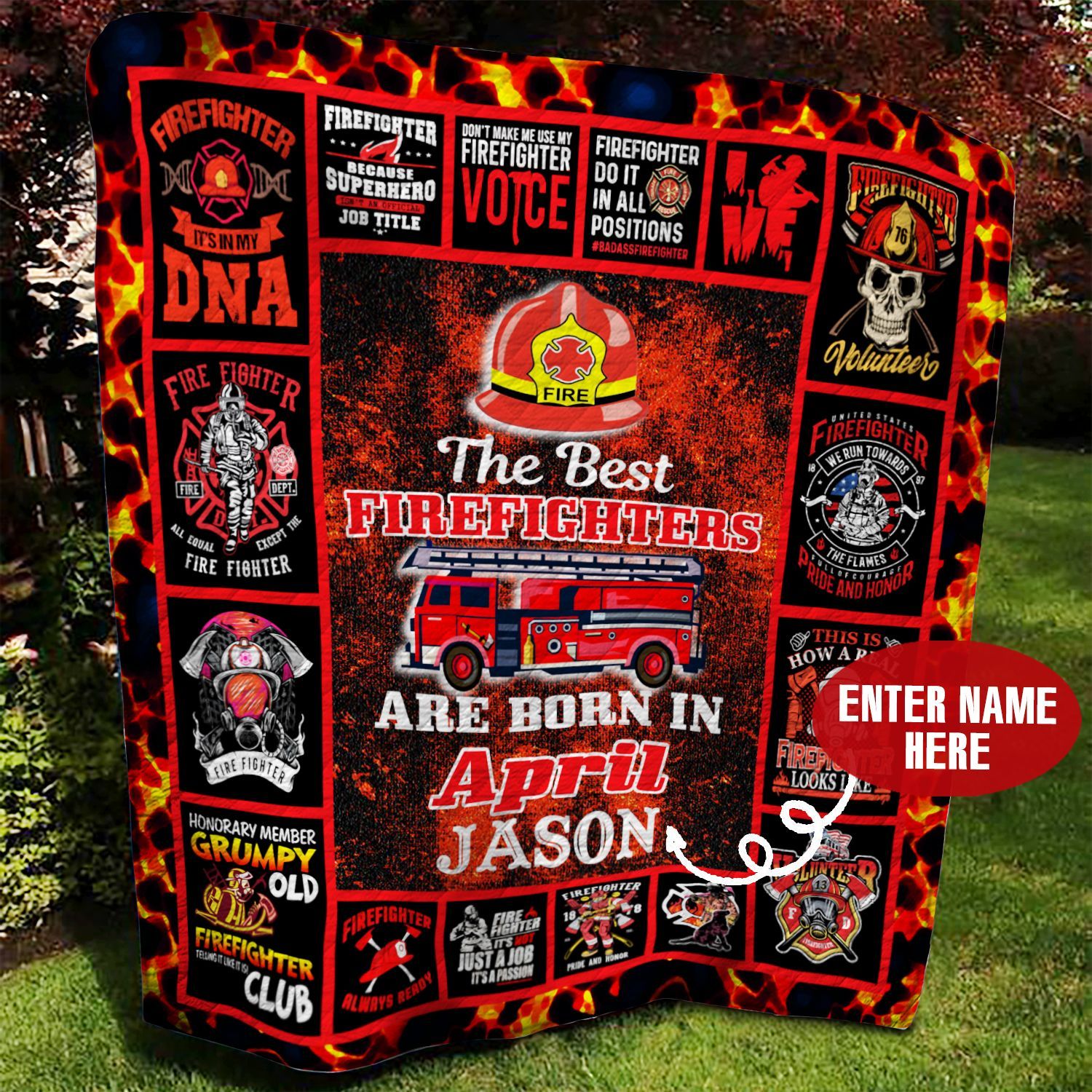 April Firefighter Personalized Quilt Blanket BBB300532SM
