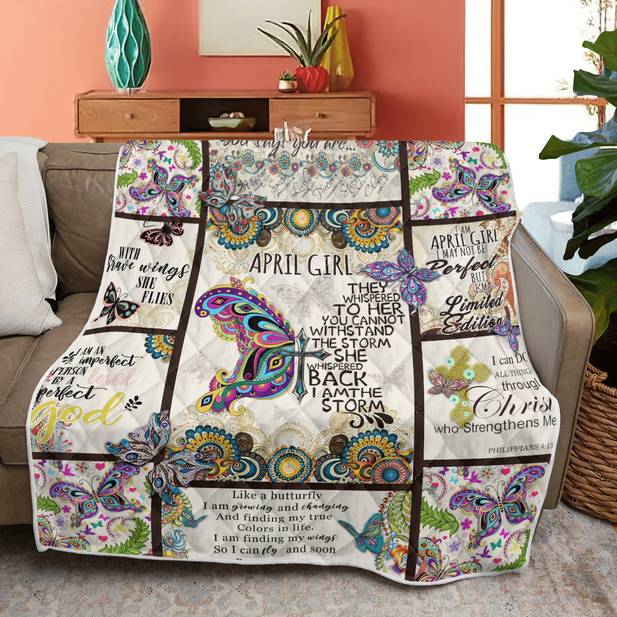 April Girl Colorful Youth Quilt Blanket DHC17066