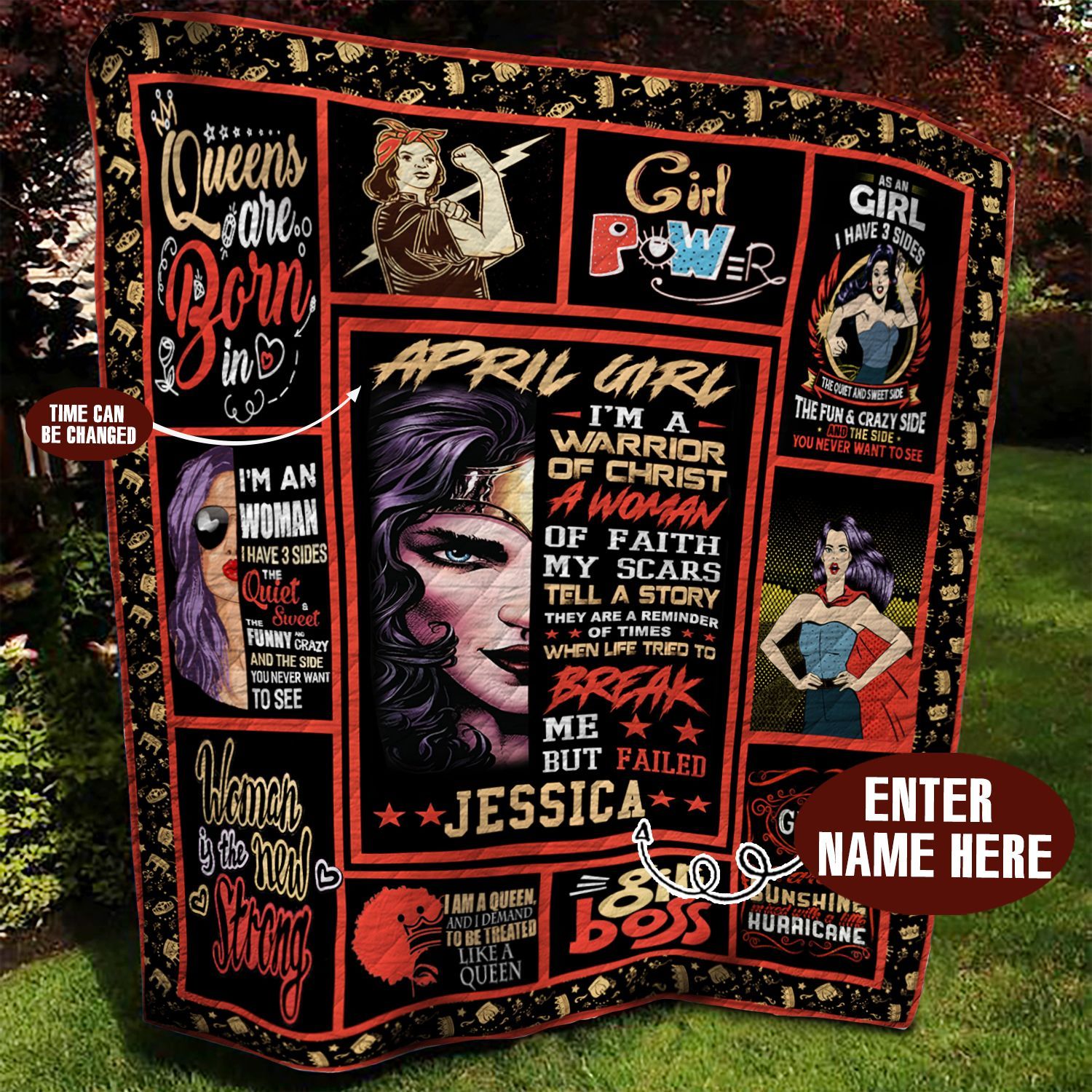 April Girl Personalized Quilt Blanket BBB020610MH