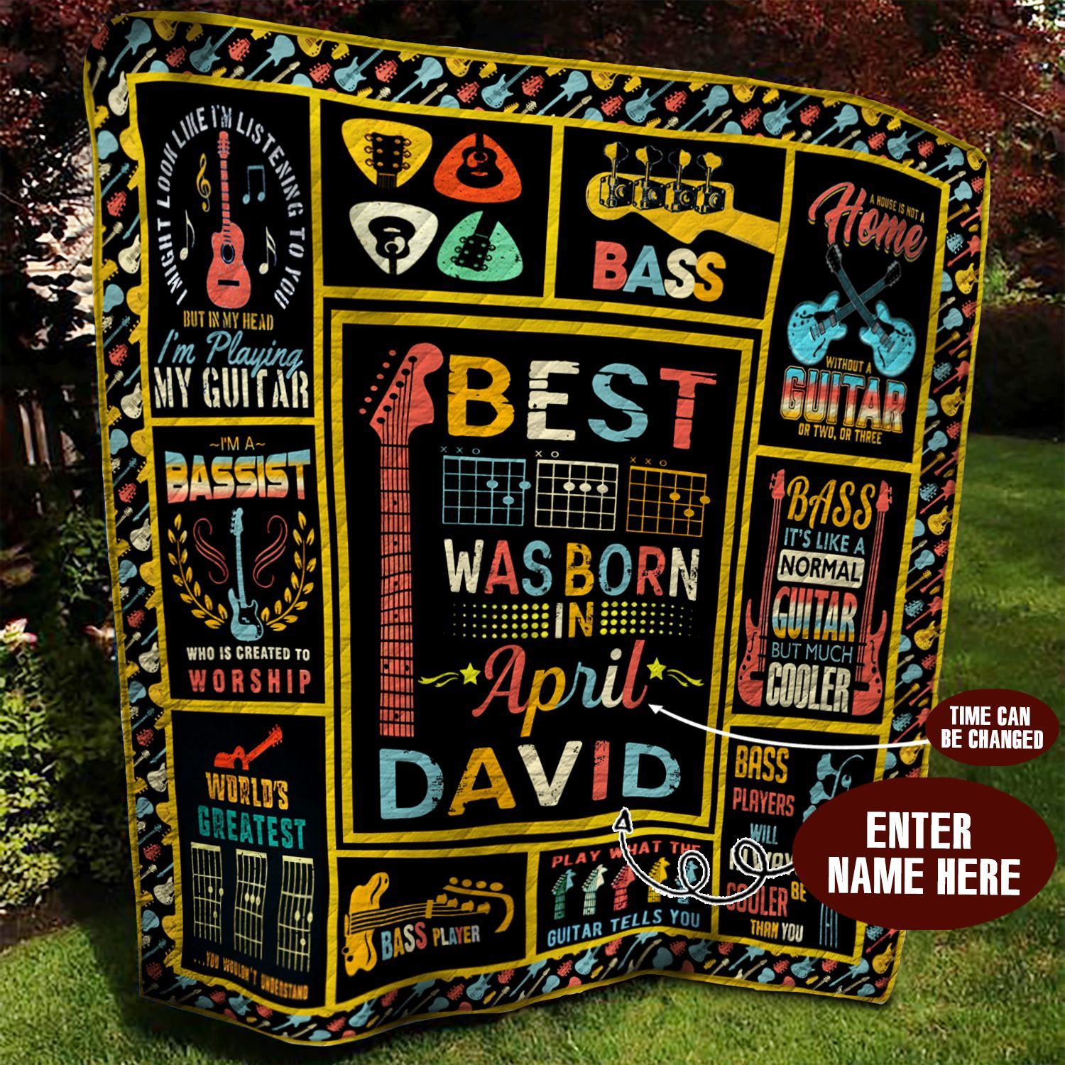 April Guitarist Personalized Quilt Blanket BBB020611MH
