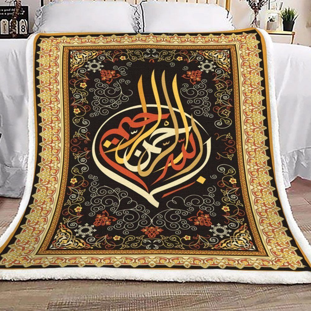 Arabic Calligraphy Sherpa Fleece Blanket