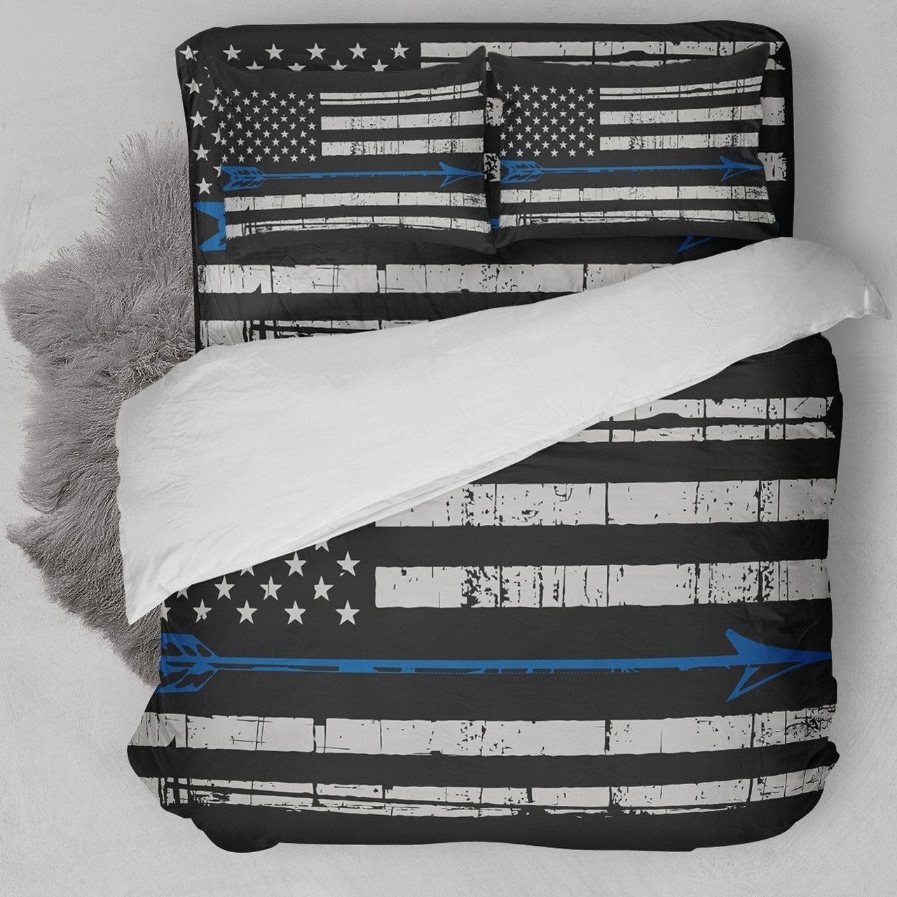 Archery American Flag Blue Bedding Set