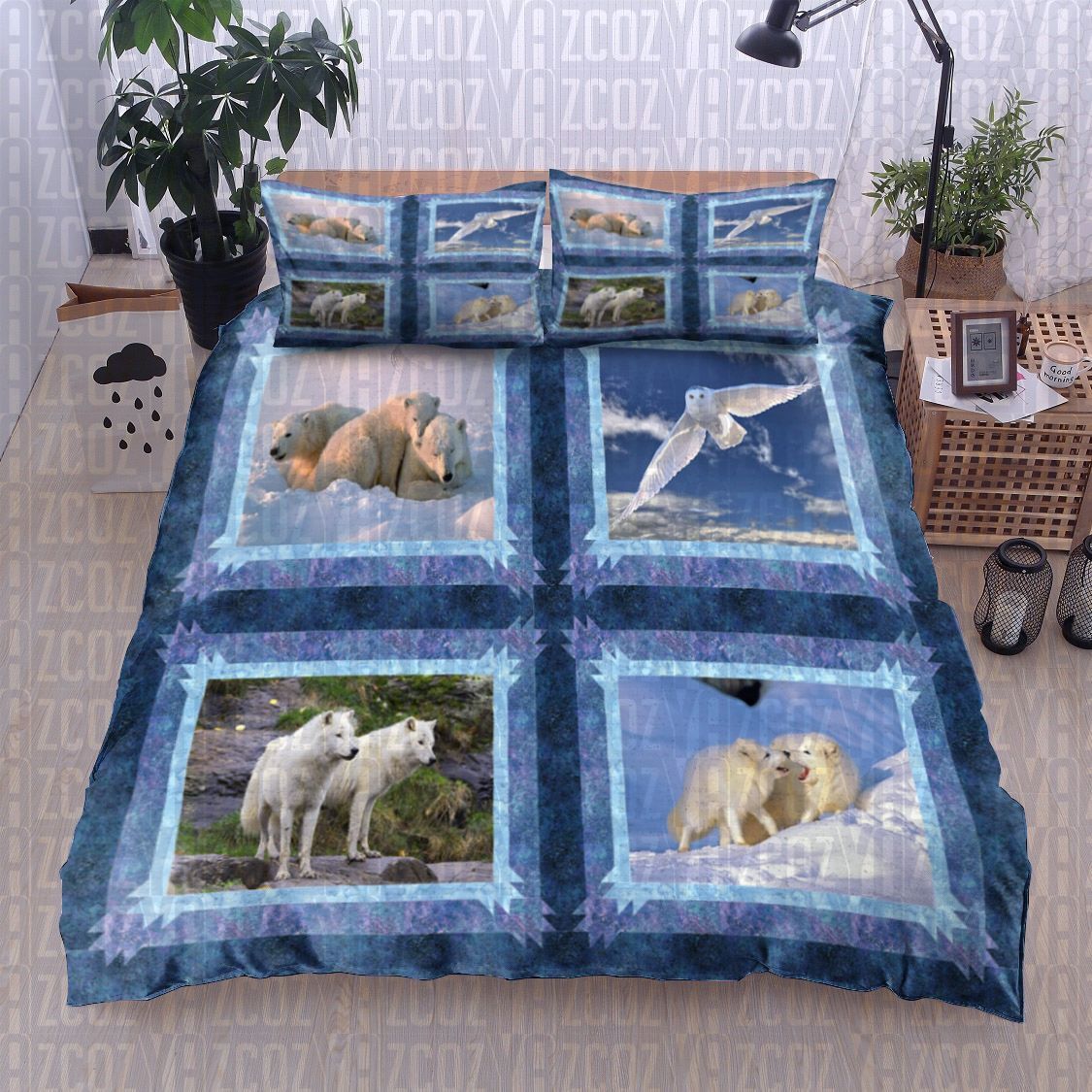 Arctic Wildlife Polar Bear Eagle Wolf Bedding Set
