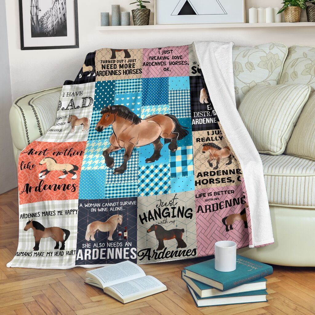 Ardennes Horse Sherpa Fleece Blanket