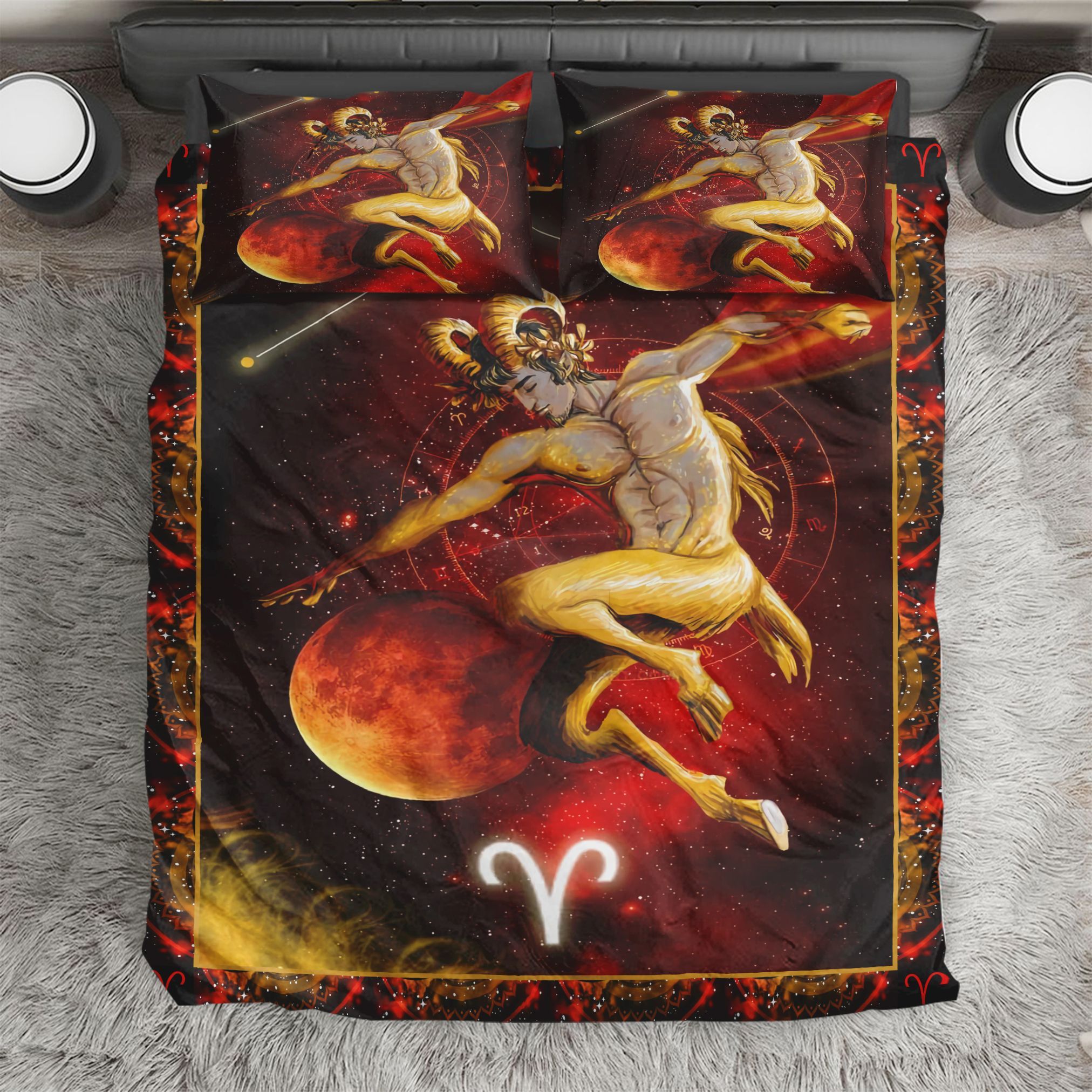 Aries Zodiac Galaxy Bedding Set