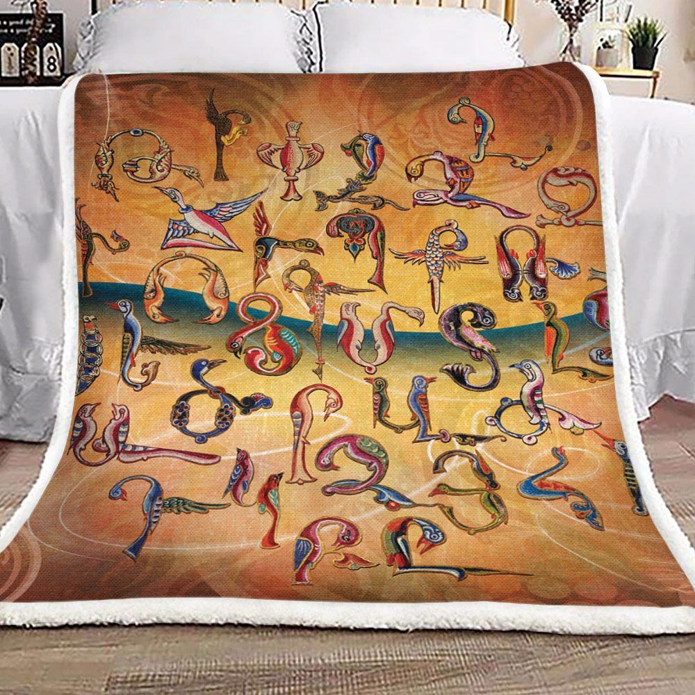 Armenian Birds Alphabet Sherpa Fleece