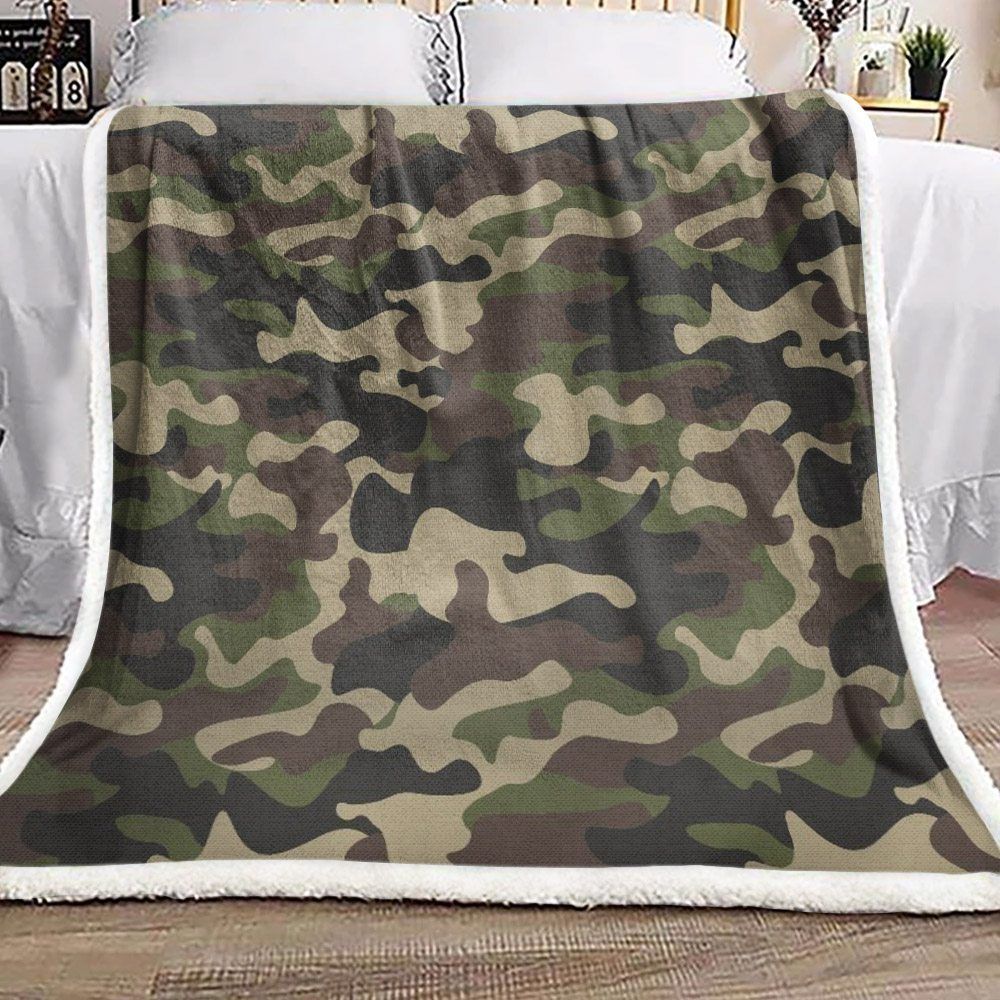 Army Green Camouflage Sherpa Fleece Blanket