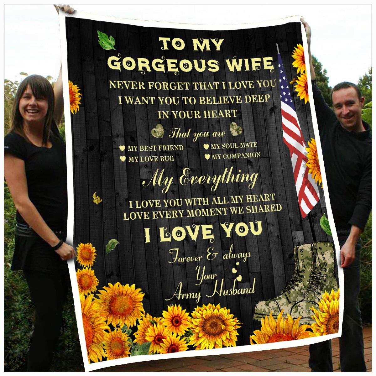 Army Husband To My Wife Sherpa Fleece Blanket