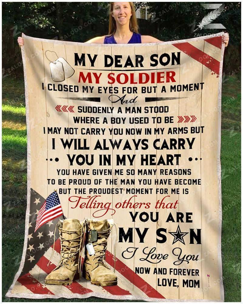 Army Son Mom I Closed My Eyes Sherpa Fleece Blanket