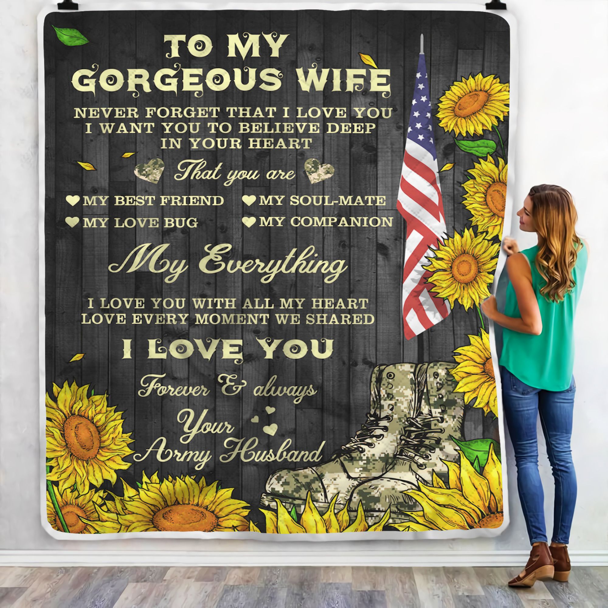 Army To My Gorgeous Wife Fleece Blanket