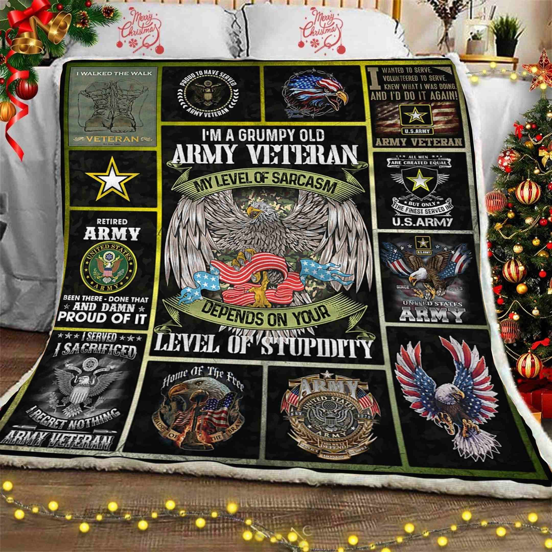 Army Veteran Sherpa Fleece Blanket