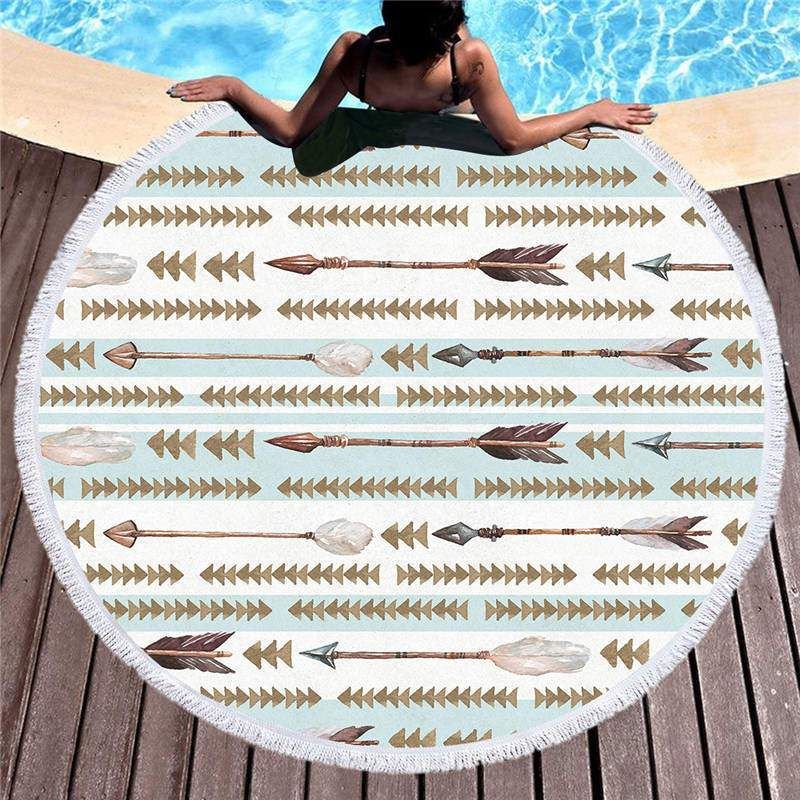 Arrow Decoration Vintage Printed Round Beach Towel