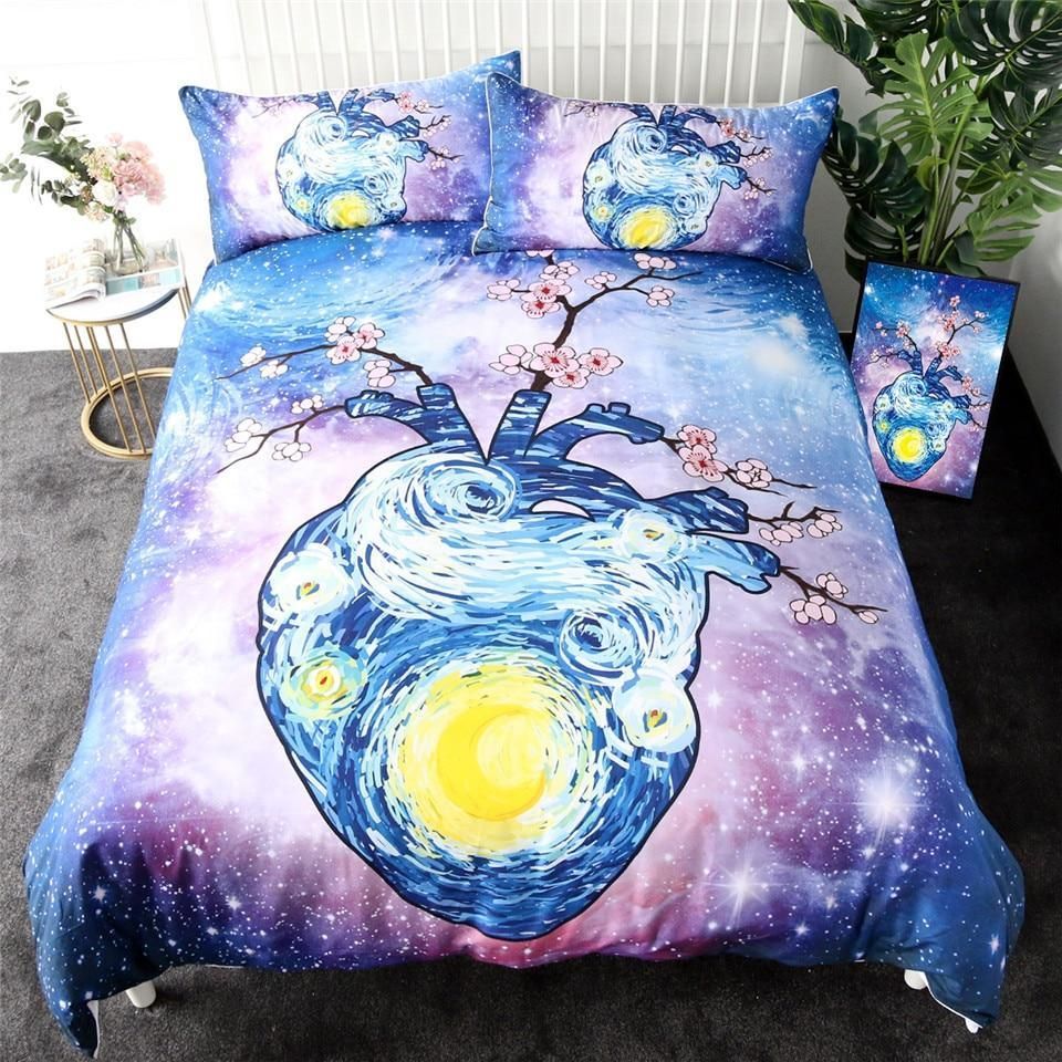Art Starry Sky Heart Bedding Set