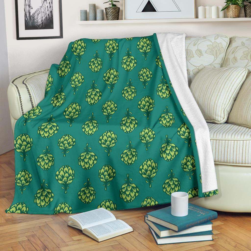 Artichoke Pattern Sherpa Fleece Blanket