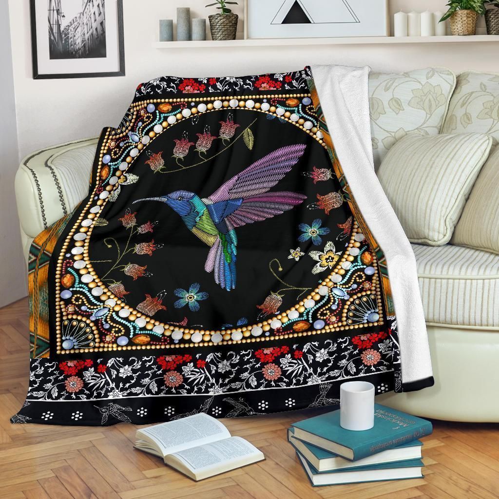 Artistic Humming Bird Sherpa Fleece Blanket
