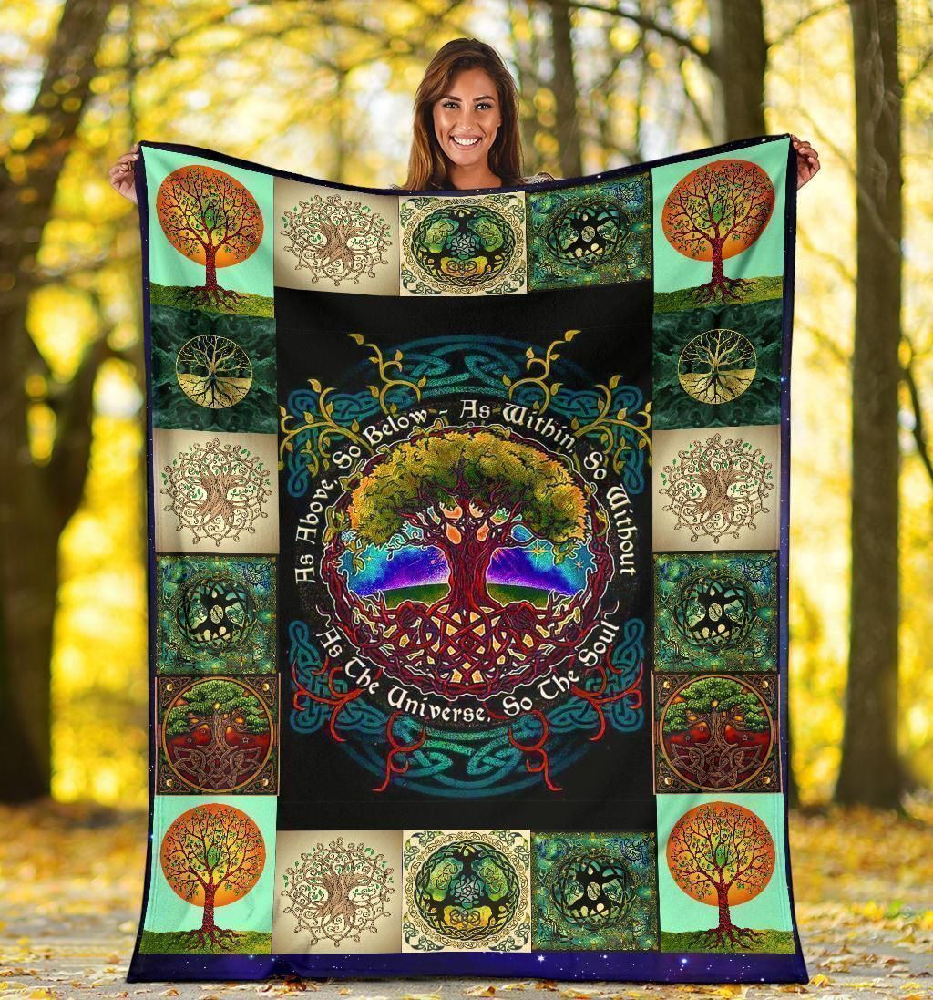 As Above So Below Tree Of Life Fleece Blanket