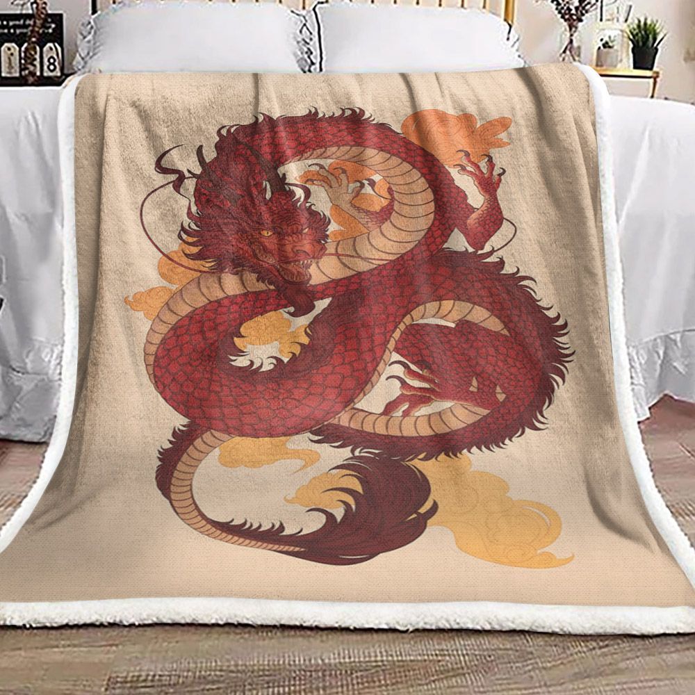 Asian Dragon Sherpa Fleece Blanket