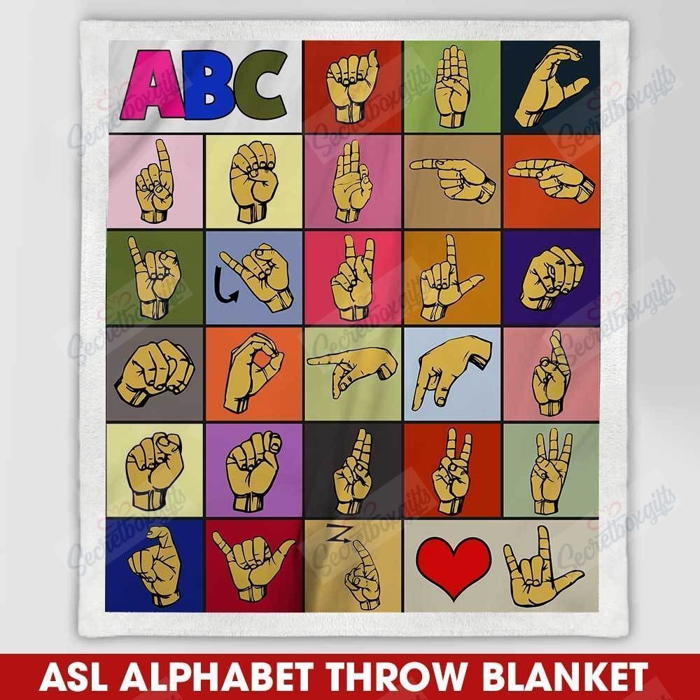 ASL Alphabet Fleece Blanket