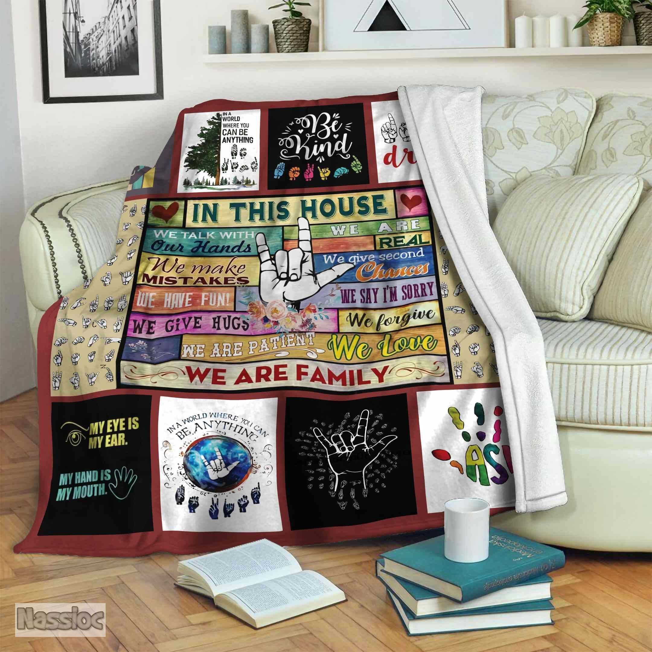 Asl Sign Language Fleece Blanket