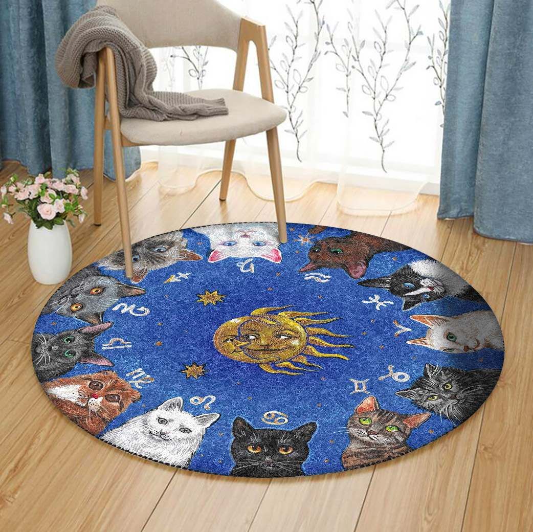 Astrological Cats Round Carpet