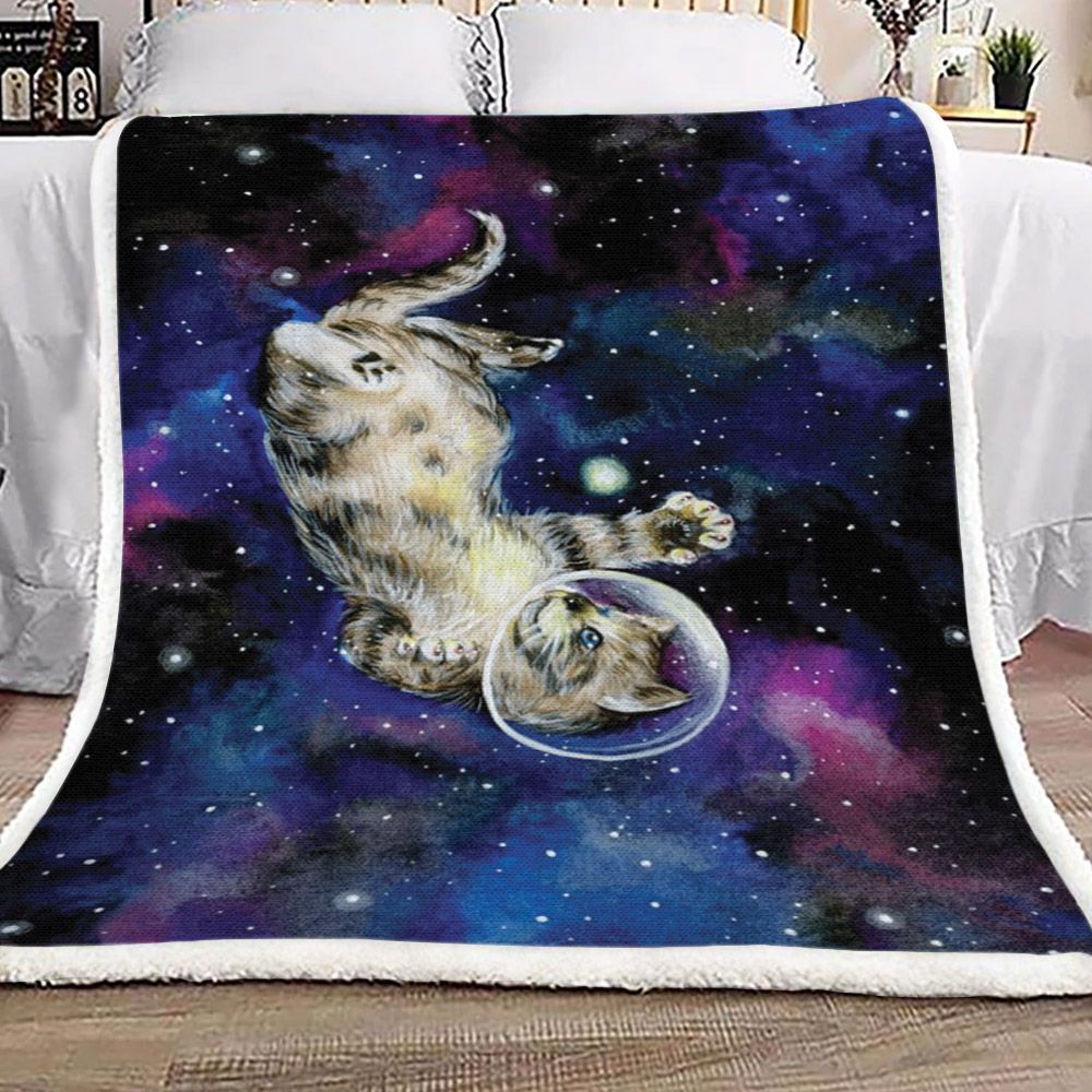 Astronaut Cat Sherpa Fleece Blanket