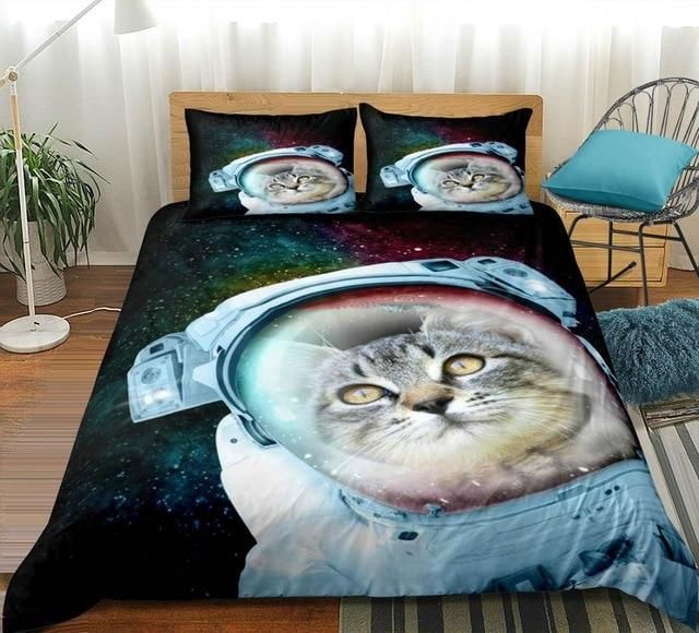 Astronaut Cat Galaxy Bedding Set