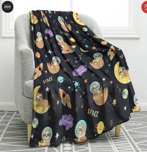 Astronaut Sloth Sherpa Fleece Blanket