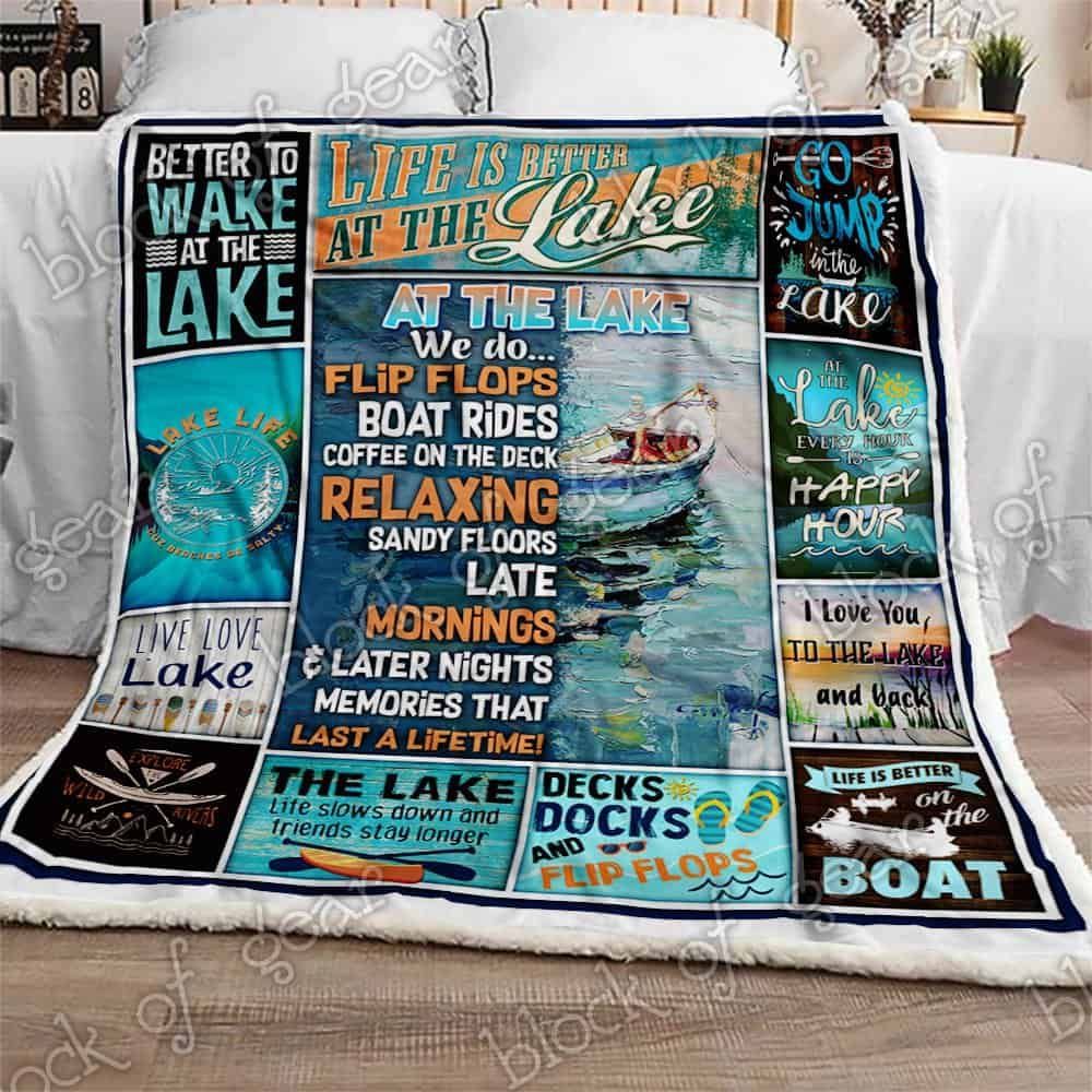 At The Lake We Do Fleece Blanket