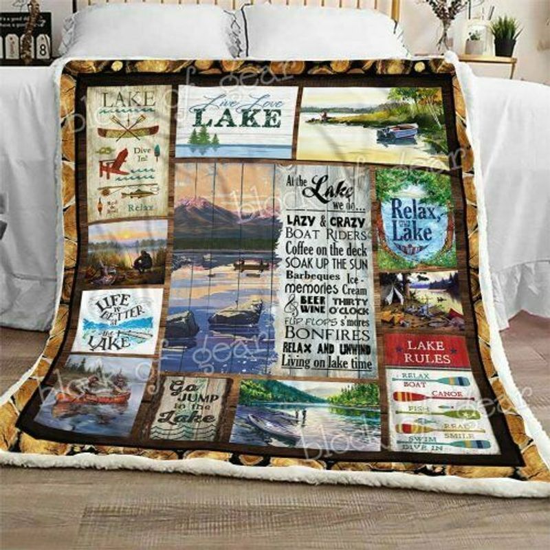 At The Lake We Do Sherpa Fleece Blanket