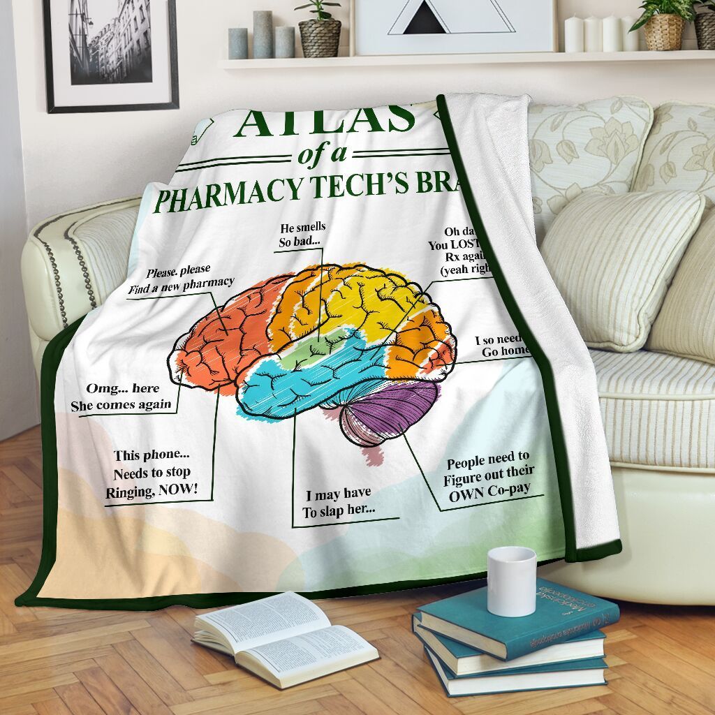 Atlas Of A Pharmacy Tech S Brain Sherpa Fleece Blanket