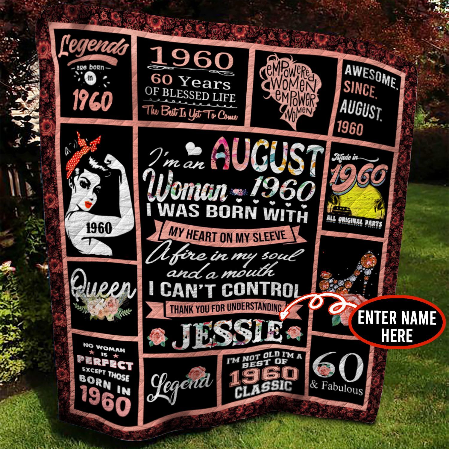 August 1960 Personalized Quilt Blanket BBB010602NB