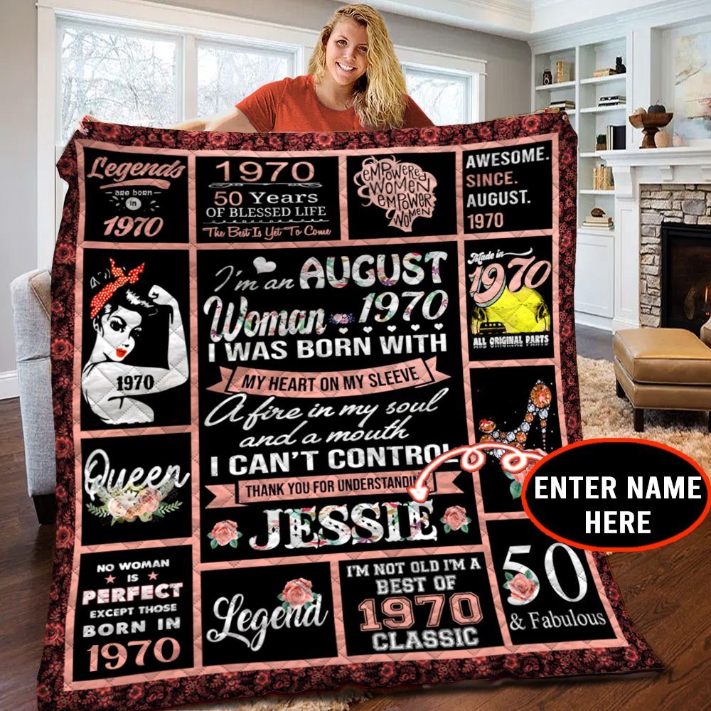 August 1970 Personalized Quilt Blanket BBB010603NB