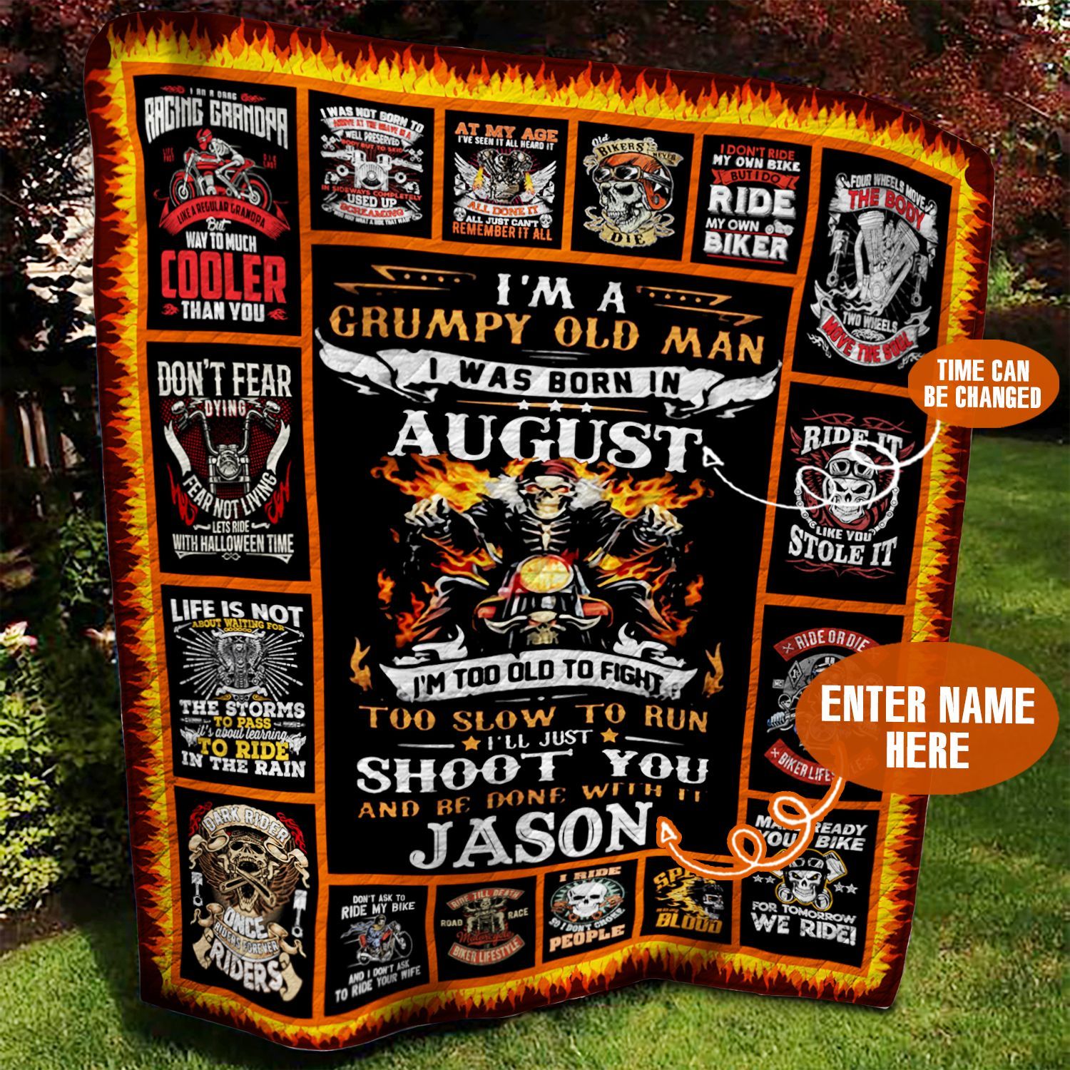 August Biker Personalized Quilt Blanket BBB030625SM