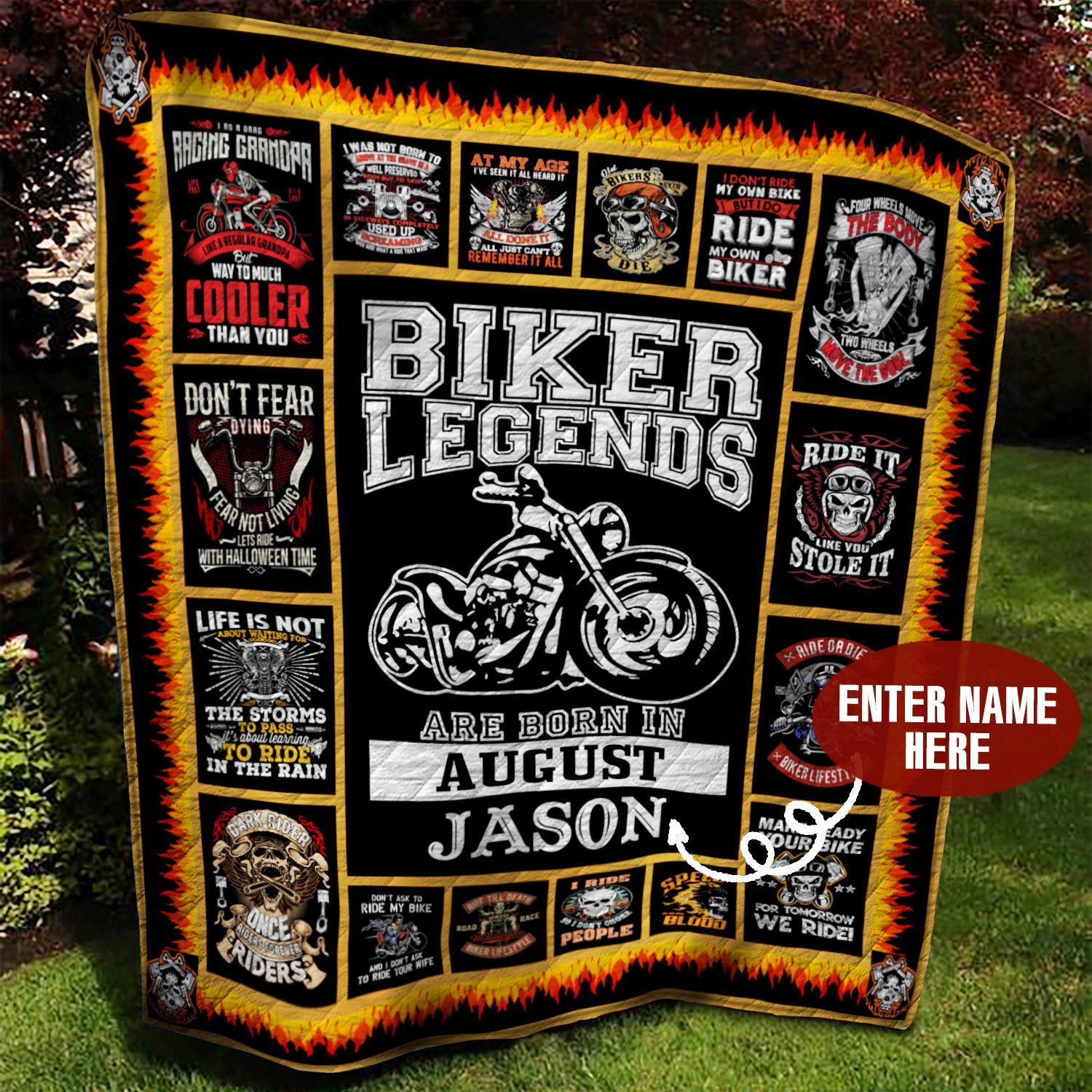 August Biker Personalized Quilt Blanket BBB290571SM