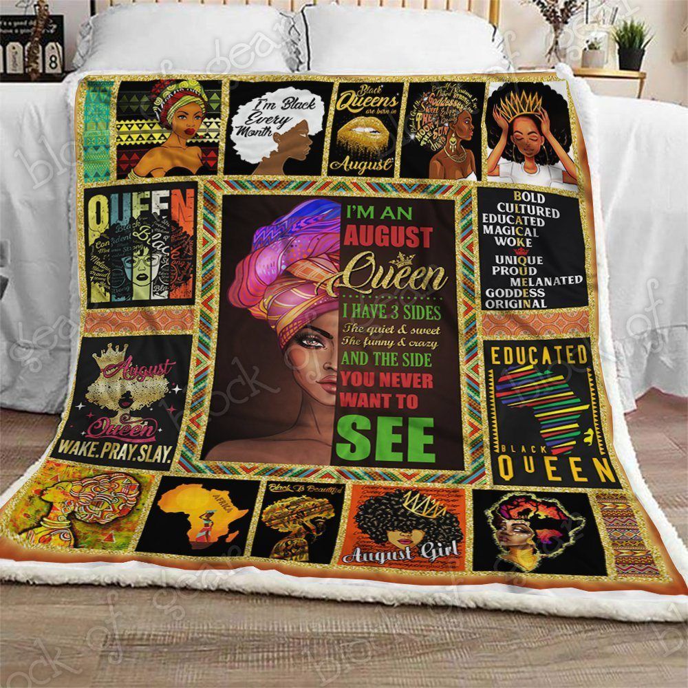 August Black Queen Black Women Sherpa Fleece Blanket