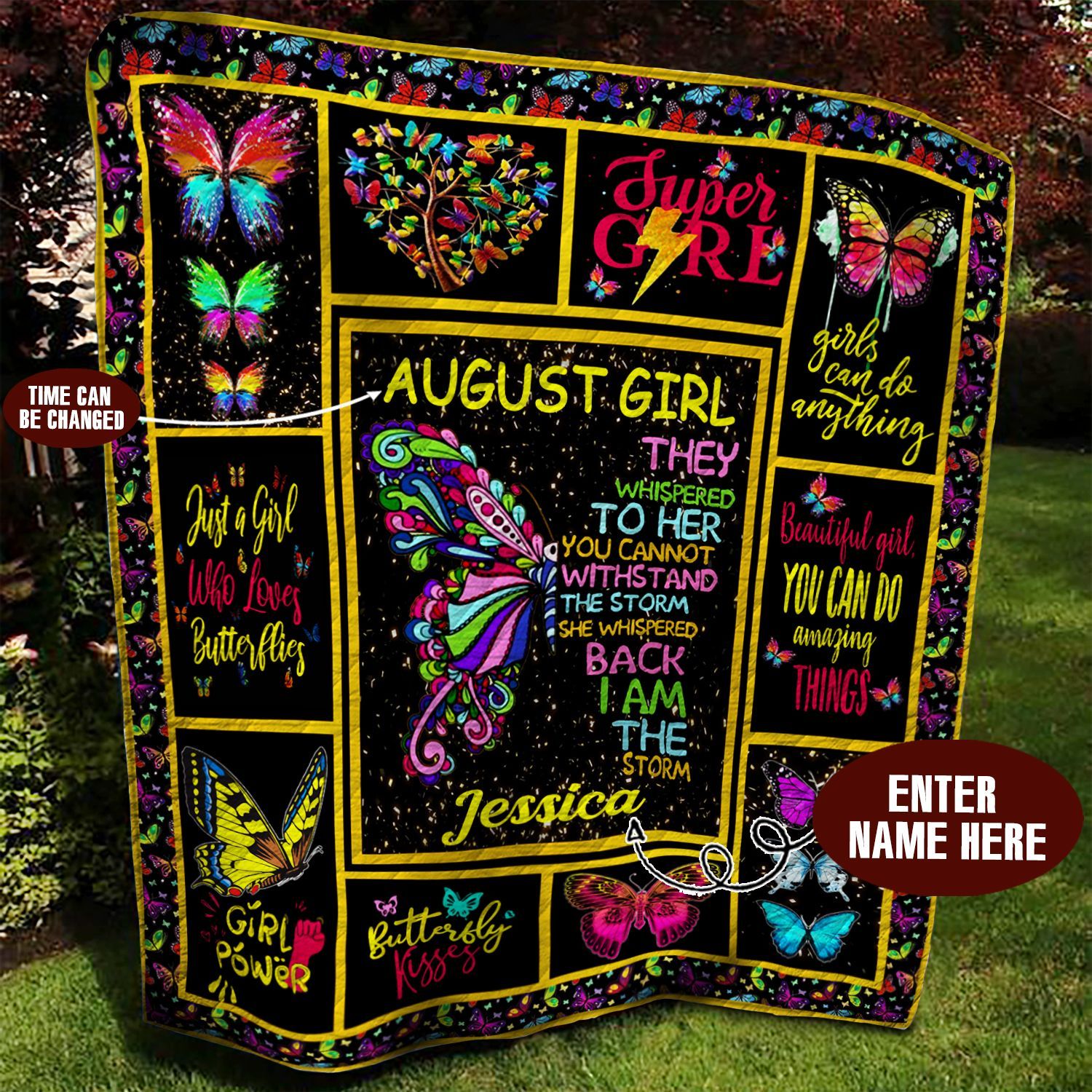 August Butterfly Personalized Quilt Blanket BBB050622MH
