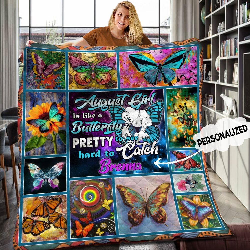 August Butterfly Personalized Quilt Blanket HHH300534TN