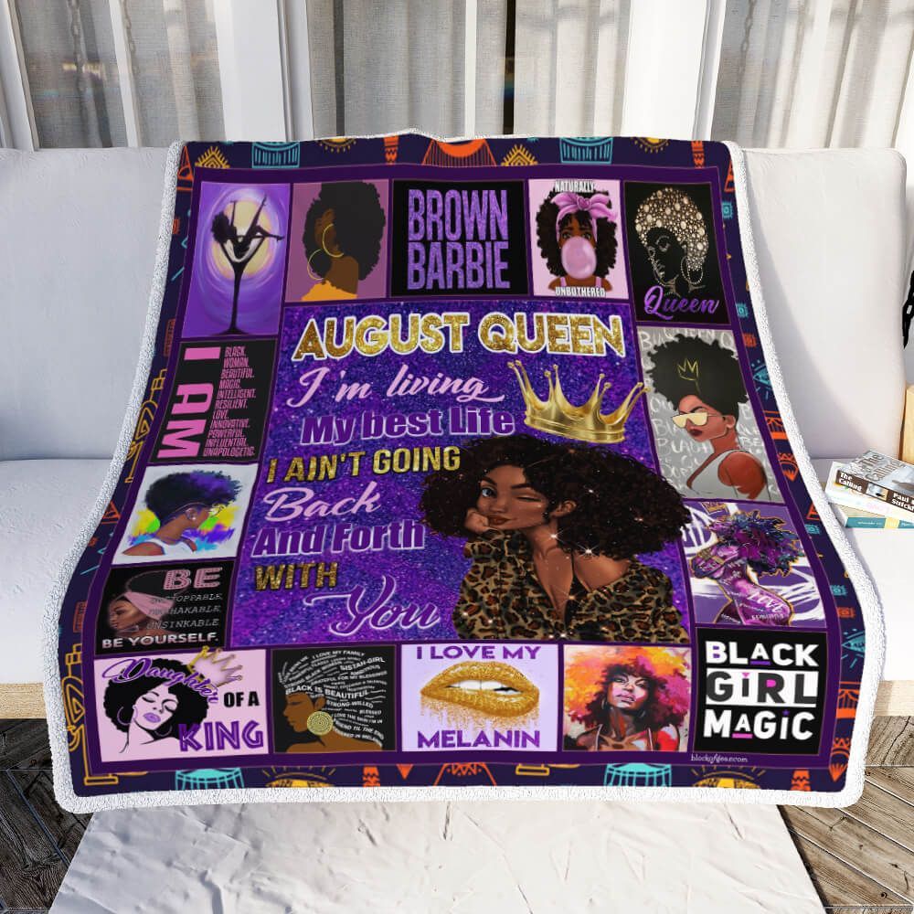 August Girl Black Queen Sherpa Fleece Blanket