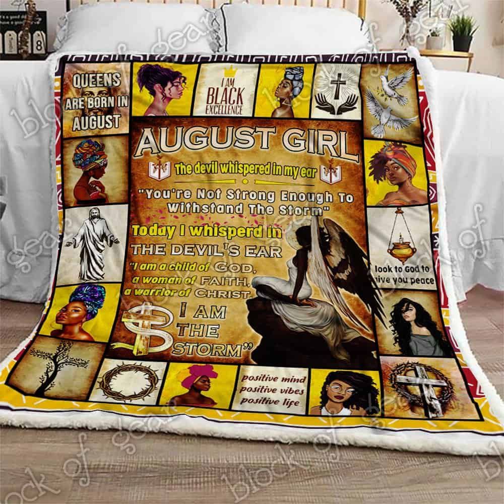 August Girl I Am A Warrior Of Christ Fleece Blanket