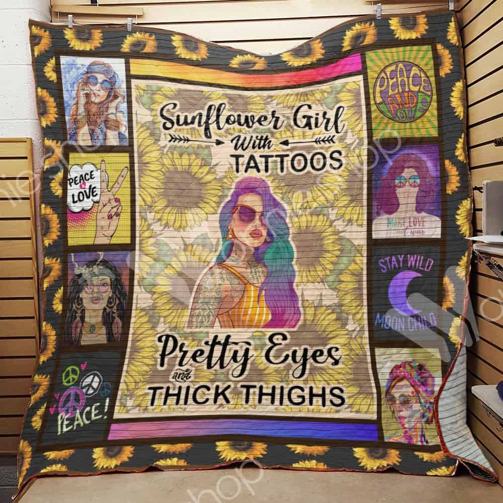 August Sunflower Hippie Girl Quilt Blanket DHC03021115TD