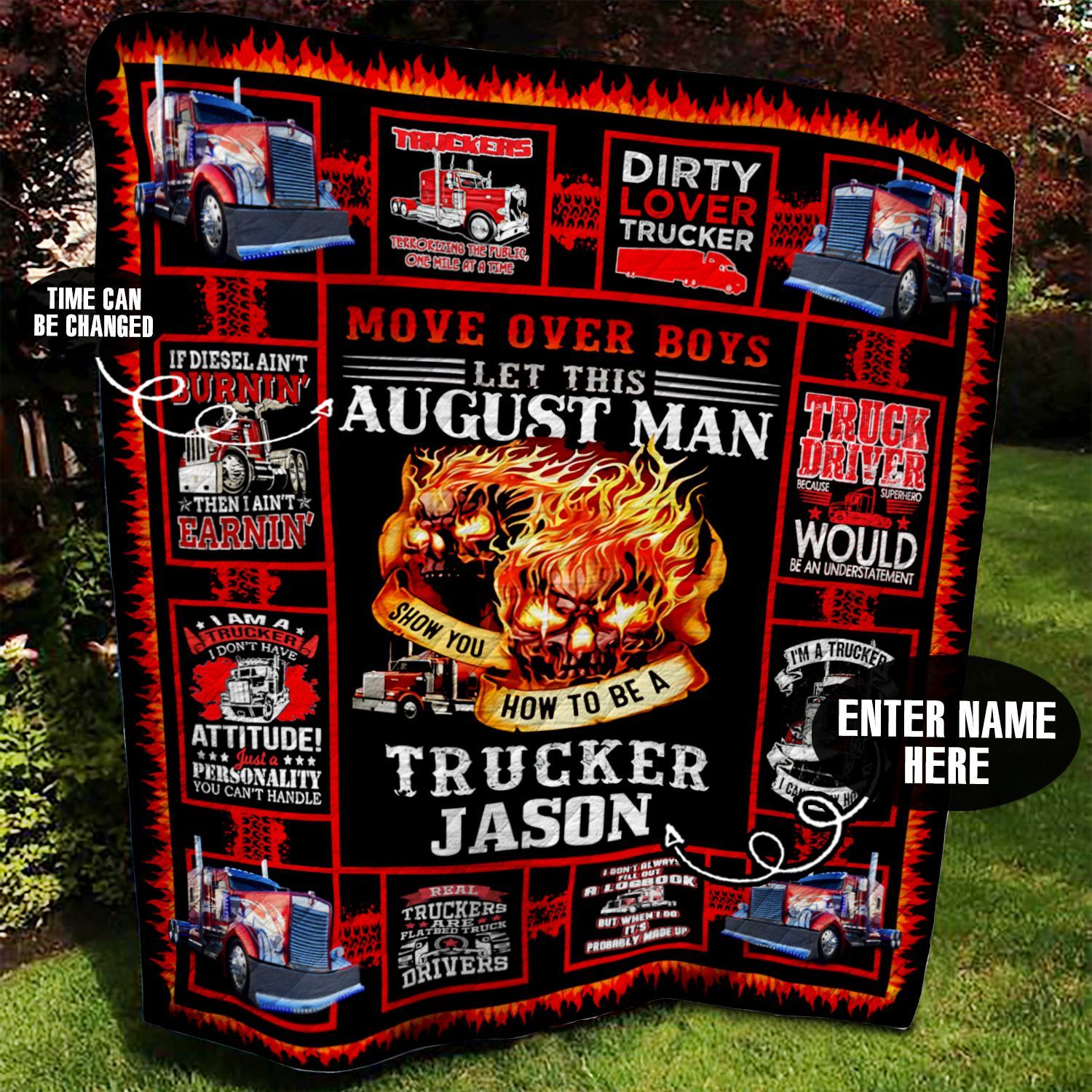 August Trucker Personalized Quilt Blanket BBB050645SM